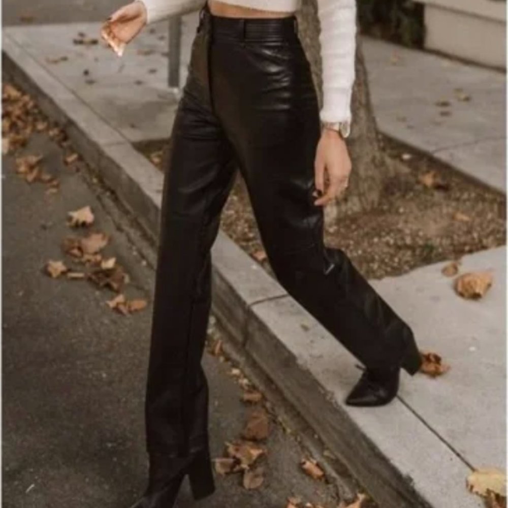Vintage Hugo Buscati Genuine 100% Leather Black Pants
